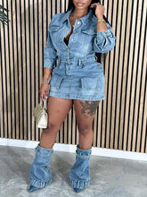 Indiebeautie Button-Front Denim Dress